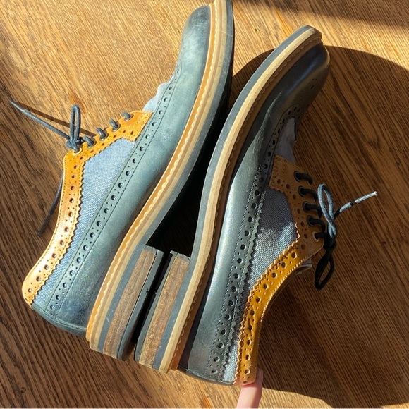 Clarks Blue and Tan Brogue Oxfords main image 12